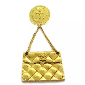 Chanel Bag Brooch Pin Gold 93P AK26073d